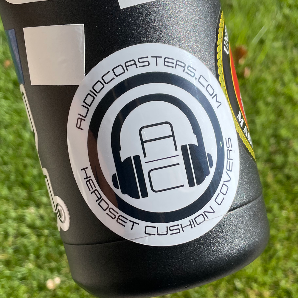 AudioCoasters 3" Sticker (White w/ Black logo)
