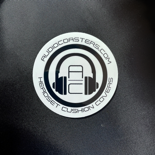 AudioCoasters 3" Sticker (White w/ Black logo)